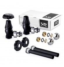 Комплект угловых вентилей SR Rubinetterie Floral Old Style 1/2” x 24/19, цвет черный матовый A339-1500VCPS