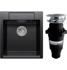 Комплект Мойка кухонная Polygran Argo 460 чёрная + Измельчитель Bone Crusher BC 810-SL Slim Line