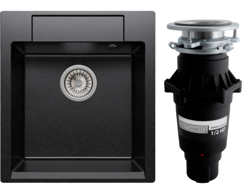 Комплект Мойка кухонная Polygran Argo 460 чёрная + Измельчитель Bone Crusher BC 810-SL Slim Line