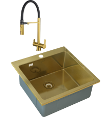 Комплект Мойка Zorg Inox PVD SZR-51 BRONZE + Смеситель Sanitary SZR-3030 BRONZE бронза