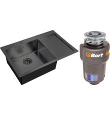 Комплект Мойка Steel Hammer SH 7851-L GRAFIT графит + Измельчитель Bort Titan Max Power