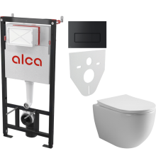 Комплект Унитаз подвесной Ceramicanova Mia Rimless CN1805 + Инсталляция AlcaPlast AM101/1120-4:1 RU M578-0001 кнопка смыва черная