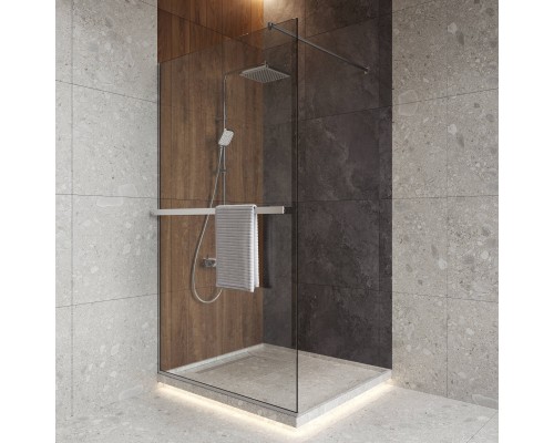 Душевая перегородка DIWO Элиста 110 см, профиль хром матовый, с полотенцедержателем