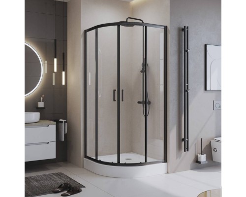 Душевой уголок BelBagno Uno -195 R 2 90 C Nero профиль черный, стекло прозрачное