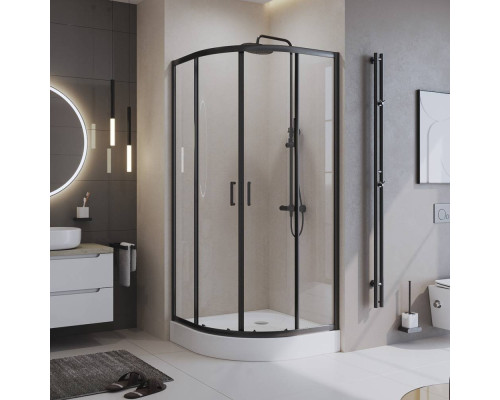 Душевой уголок BelBagno Uno -195 R 2 100 C Nero профиль черный, стекло прозрачное