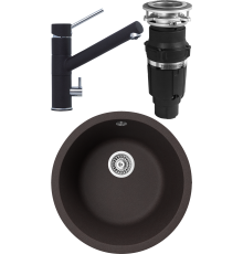 Комплект Мойка кухонная TopZero Kelly 460-93 Chocolate + Смеситель Leonardo chocolate 93 + Измельчитель Bone Crusher BC 610-AS