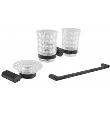Стакан Rose RG17H RG1722H двойной, черный + Мыльница Rose RG17H RG1703H черный + Полотенцедержатель Rose RG1717H черный