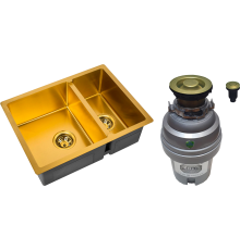Комплект Мойка Zorg Inox PVD SZR-58-2-44 BRONZE бронза + Измельчитель ZR-75 D BRONZE