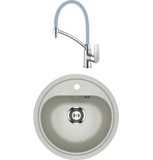 Комплект Мойка кухонная Ulgran U-700 -310 серая + Смеситель Haiba HB72505 хром, серый