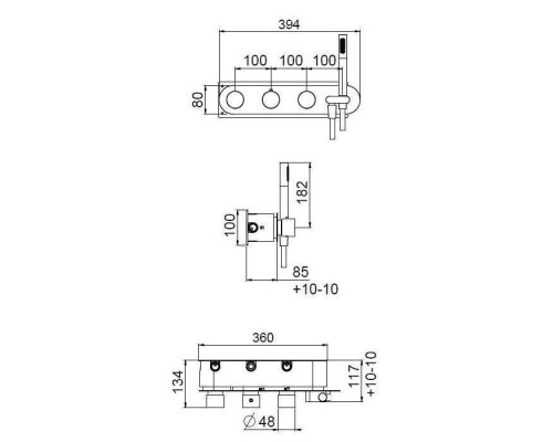 Carimali Встраиваемая часть термостатического смесителя на 6 положений. W5104