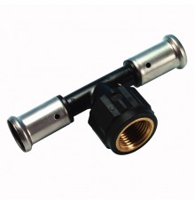 Тройник-пресс Henco ВР 26x1/2 x26 c черной заглушкой. 13PK-260426BP