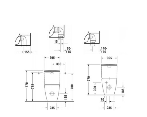 Duravit Me by Starck Унитаз  моноблок   37х65 см, слив универсальный,  с креплениями, цвет белый/хром. 0938100005,  2170092000