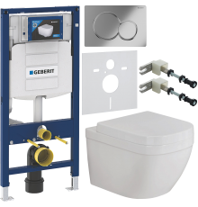Комплект Унитаз подвесной Grohe Euro Ceramic 39328000 + Крышка 39330001 с микролифтом + Инсталляция Geberit Duofix UP 320 111.300.00.5 + Кнопка Sigma 01 115.770.21.5 хром + Крепления 111.815.00.1 к стене + Шумоизоляция 156.050.00.1