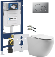 Комплект  Унитаз подвесной STWORKI Кронборг KR-01up безободковый, с микролифтом, встроенный, фарфор, с горизонтальным выпуском + Комплект крепления дл