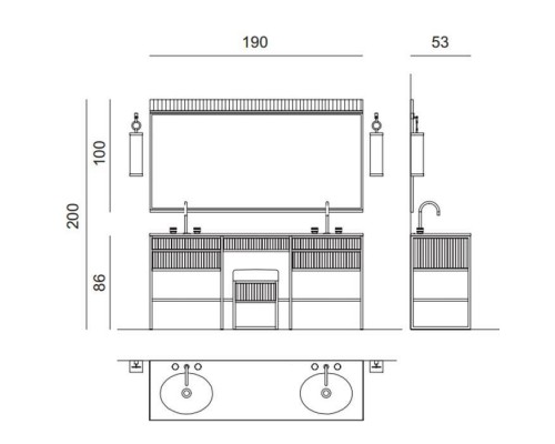 Oasis Academy Композиция №20 Комплект мебели напольный, 190х53хh200см, цвет: Ribbed/Cemento glossy/золото . Oasis Academy Композиция №20 Комплект мебели напольный, 190х53хh200см, цвет: Ribbed/Cemento glossy/золото .