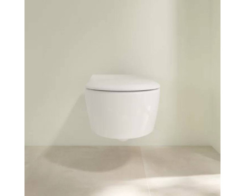 VilleroyBoch Avento Унитаз 37х53х31см.,подвесной, безободковый, в комплекте сиденье SlimSeat с микролифтом, цвет: альпийский белый. 5656RS01