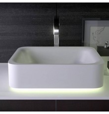 KNIEF Shine Раковина 50х40х15 см, без отв., накладная, без перелива, с LED подсветкой, цвет: белый матовый. 0600-043-01bi matt