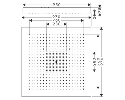 Axor ShowerHeaven Верхний душ 970 x 970 мм, потолочный монтаж, без подсветки, frac34;, цвет: нерж.сталь. 10621800 Axor ShowerHeaven Верхний душ 970 x 970 мм, потолочный монтаж, без подсветки, frac34;, цвет: нерж.сталь. 10621800