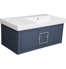 Тумба с раковиной La Fenice Cubo 90 R синяя, ручка хром
