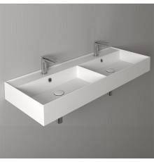 Simas Agile Раковина 121х46 см, 2 отв., двойная, с переливом, цвет: белый. AG121D bi*2