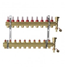 Комплект коллекторов Danfoss FHF-10F set с расходомерами, кронштейнами и воздухоотводчиками, 10 контуров. 088U0730
