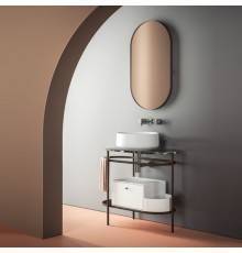 Artceram Flair 3.0 Металлическая консоль с раковиной, 85х46х75.5см., напольная, с выдвижным ящиком и мраморной столешницей, цвет: moka. COL001 05 00,  ACA067 56,  ACM037 05,  TFA009 91,  ACS017 56