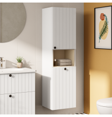 Шкаф пенал для ванной VitrA Root Groove 40 R, с бельевой корзиной, матовый белый