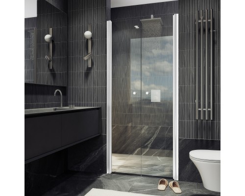 Душевая дверь в нишу Maybahglass MGD-424-1 99 см, профиль матовый белый, стекло прозрачное