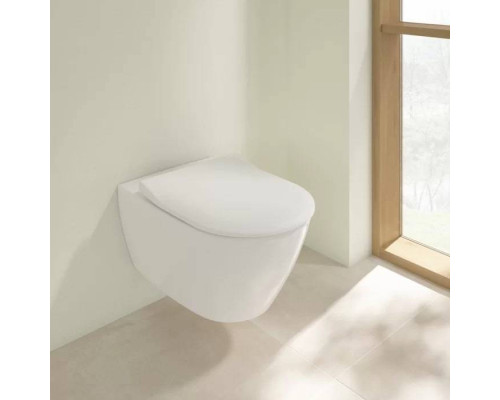 VilleroyBoch Subway 2.0, Унитаз подвесной 370*560*365, безободковый, в комплекте сиденье SlimSeat, микролифт, цвет альпийский белый. 5614R201
