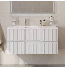 Тумба с раковиной Cezares Duet 100 L bianco lucido, раковина Cezares CZR-8095-100-L