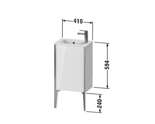 Duravit XViu Тумба напольная, 41x29x59.4см, с раковиной, 1 дверь, (петли справа), цвет: walnut dark/черный матовый. 0723430000,  XV971500000,  XV4480RB221