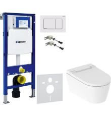 Комплект Унитаз подвесной Geberit AquaClean Sela 146.224.11.1 альпийский белый + Крепления Duofix 111.815.00.1 к стене + Шумоизоляция 156.050.00.1 + Инсталляция UP 320 111.300.00.5 + Кнопка Sigma 30 115.883.JT.1 белая матовая, хром глянцевый