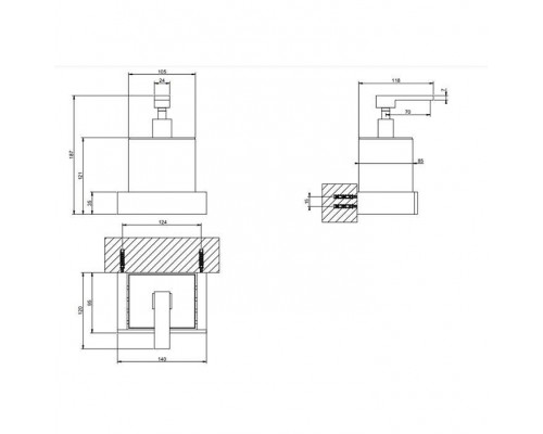 Gessi Rettangolo Дозатор для жидкого мыла подвесной, цвет: Gold CCP/белый. 20813#080