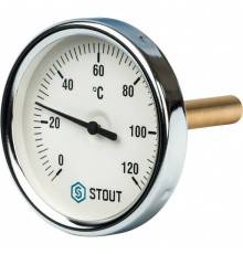 Термометр биметаллический STOUT с погружной гильзой 75 мм (SIM-0001-807515)