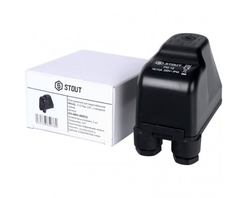 1 Реле давления для водоснабжения STOUT PM12G, 3-12 бар, 1/4, с накидной гайкой SCS-0001-000012 (SCS-0001-000012)