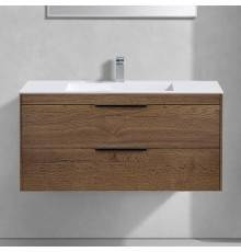 Тумба с раковиной Vincea Chiara 2D 100, 2 ящика, дуб табак, с белой раковиной