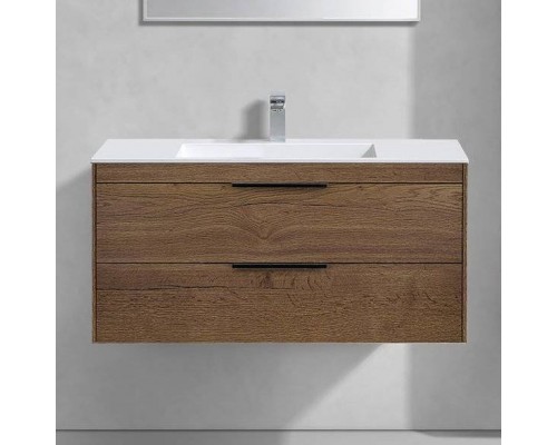Тумба с раковиной Vincea Chiara 2D 100, 2 ящика, дуб табак, с белой раковиной