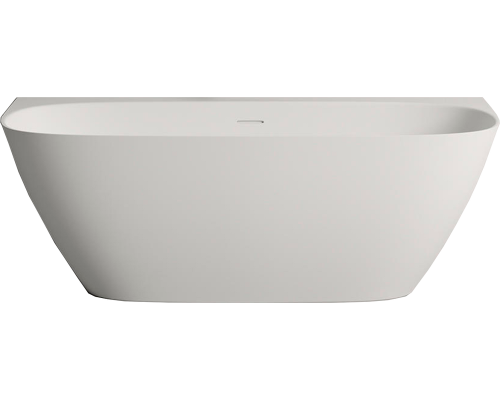 Ванна из искусственного камня Salini Sofia Wall 170x80 см, овальная, со сливом-переливом, с донным клапаном, фурнитура белая