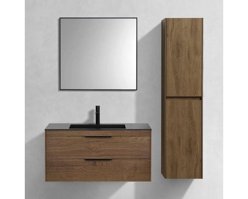 Мебель для ванной комнаты Vincea Chiara 2D 100, 2 ящика, дуб табак, с черной раковиной Мебель для ванной комнаты Vincea Chiara 2D 100, 2 ящика, дуб табак, с черной раковиной