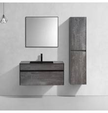 Мебель для ванной комнаты Vincea Luka 100, 2 ящика, камень, с черной раковиной