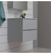 Тумба с раковиной Aquanet Алвита new 60 подвесная, серый, с ящиками