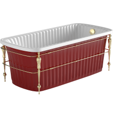Ванна из искусственного камня Migliore Olivia 24268 175x80 см, отдельностоящая, с ножками, со сливом-переливом, красная, фурнитура золото
