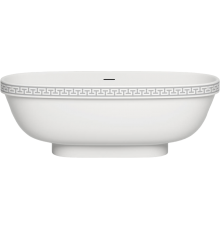 Ванна из искусственного камня Salini Greca Meander S-Stone 180x80 см, отдельностоящая, овальная, со сливом-переливом, с донным клапаном, матовая