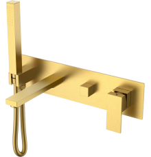 Смеситель для ванны с душем Boheme Qubic 474-2-MG С ВНУТРЕННЕЙ ЧАСТЬЮ, matt gold