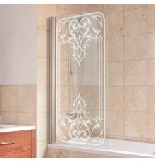 Шторка на ванну Vegas Glass EV 76 08 ARTDECO D2 L профиль глянцевый хром, стекло прозрачное рисунок