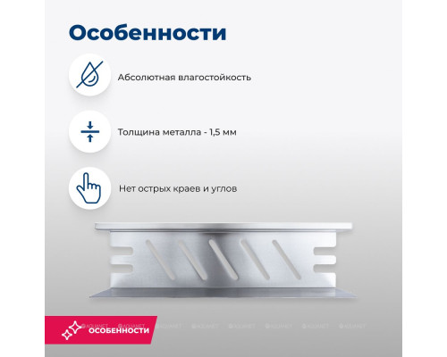 Полка Aquanet Магнум 30x8 сталь браш, открытая