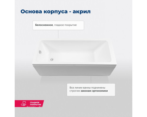 Акриловая ванна Aquanet Agata 170x75 (с каркасом)