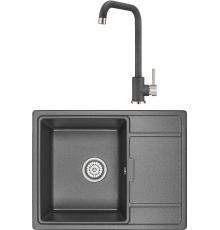 Комплект Мойка кухонная Granula 6503, графит + Смеситель ST-4033, графит