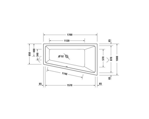 Duravit No.1 Ванна 170х100см., встраиваемая, вариант правый, цвет: белый. 700509000000