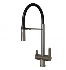 Смеситель для кухни 35k MIXLINE MLSS-0401 ЧЕРНЫЙ гиб. излив магнит, подкл.к фильтру, п/гайку САТИН